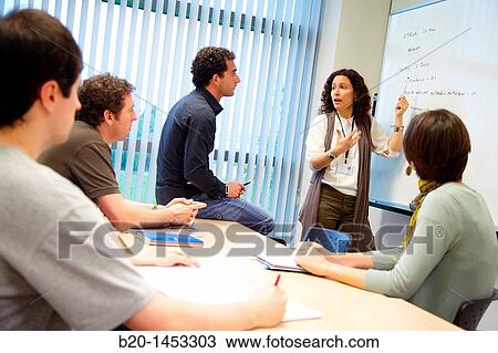 Stock Image - Project meeting, Natural Language Technologies, Vicomtech-IK4 Visual Interaction and Communication Technologies Centre, applied research centre for Interactive Computer Graphics and Multimedia. Fotosearch