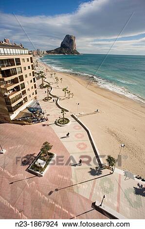 Picture - promenade and Ifach Calpe Alicante. Fotosearch