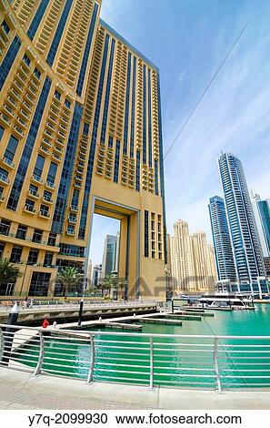 Stock Image - Promenade around Dubai Marina, Dubai, United Arab Emirates.. Fotosearch
