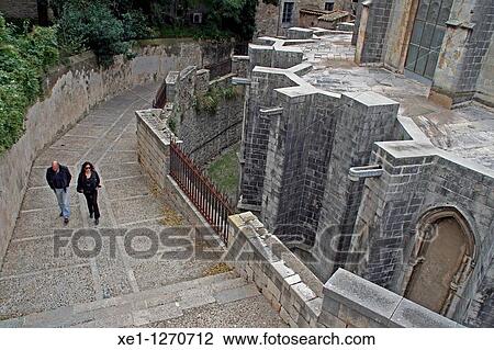 promenade, the Cathedral of Santa Maria, Girona, Catalonia, Spain. View Large Photo Image Stock Image - promenade, the Cathedral of Santa Maria, Girona, Catalonia, Spain.. Fotosearch