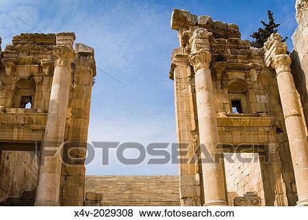 Stock Photo - Propilaeum of Temple of Artemis, Jerash, Gerasa, Roman Decapolis City, Jordan, Middle East.. Fotosearch