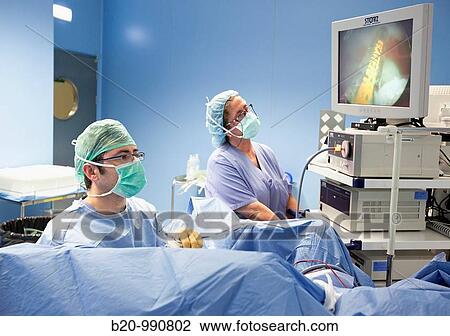 Stock Image - Prostate surgery, bipolar TURP (transurethral resection of the prostate), urology. Hospital Policlinica Gipuzkoa, San Sebastian, Donostia, Euskadi, Spain. Fotosearch