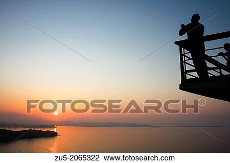 Stock Image - Providence Park Cape San Lorenzo. Opened on August 8, 1997. In Gij? n, Asturias, Spain. Old military camp shooting, transforming into Maritime Park Plan Coast Recovery. Fotosearch