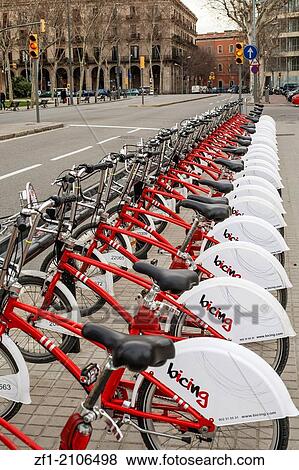 Public bikes, Barcelona. View Large Photo Image Stock Photo - Public bikes, Barcelona.. Fotosearch