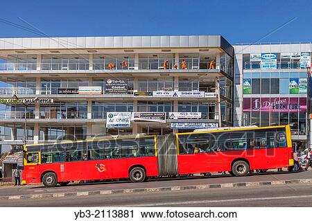 Stock Image - Public Bus, Churchill Avenue, Addis Ababa, Ethiopia.. Fotosearch