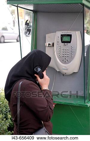 Stock Photo - Public telephone, Esfahan. Iran. Fotosearch