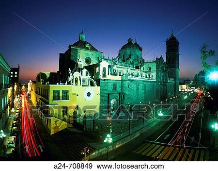 Stock Photo - Puebla City. The Cathedral. Mexico. Fotosearch