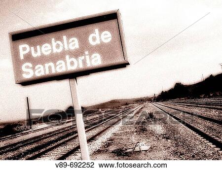 Puebla de Sanabria train station sign. Zamora province, Castilla-Leon, Spain View Large Photo Image Stock Image - Puebla de Sanabria train station sign. Zamora province, Castilla-Leon, Spain. Fotosearch