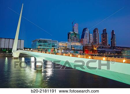 Puente de la Mujer, Santiago Calatrava. Puerto Madero. Buenos Aires. Argentina. View Large Photo Image Stock Image - Puente de la Mujer, Santiago Calatrava. Puerto Madero. Buenos Aires. Argentina.. Fotosearch