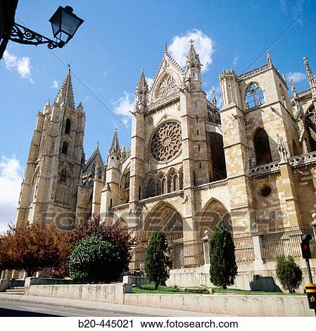 Puerta del Obispo. Gothic cathedral of Santa Mar? a de Regla. Le? n. Spain View Large Photo Image Stock Image - Puerta del Obispo. Gothic cathedral of Santa Mar? a de Regla. Le? n. Spain. Fotosearch