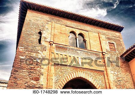 Stock Photo - Puerta del Vino, La Alhambra, Granada, Andalucia, Spain. Fotosearch