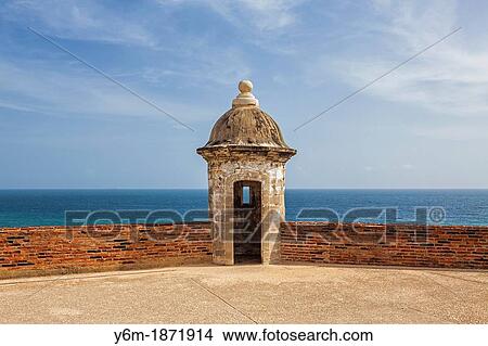 Puerto Rico, Old San Juan, San Cristobal Castle, Turret And Sea View Large Photo Image Picture - Puerto Rico, Old San Juan, San Cristobal Castle, Turret And Sea. Fotosearch