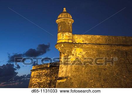 Puerto Rico, San Juan, Old San Juan, San Felipe del Morro Fort, El Morro, fortress walls and watchtower, dusk. View Large Photo Image Stock Image - Puerto Rico, San Juan, Old San Juan, San Felipe del Morro Fort, El Morro, fortress walls and watchtower, dusk.. Fotosearch