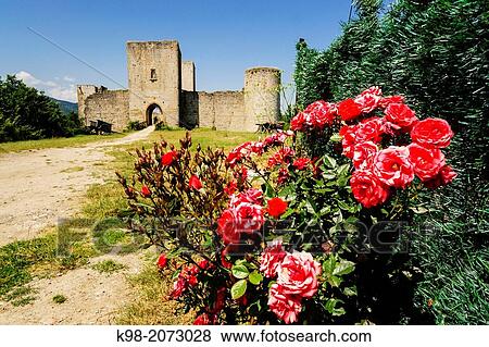 Stock Photo - Puivert Castle, 13th Century, Cathar Castle, Puivert, Aude Department, Languedoc-Roussillon, France. Fotosearch