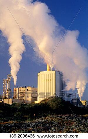 Pulp Mill and steam clouds at sunrise near Manila, Samoa Peninsula, Humboldt County, CALIFORNIA. View Large Photo Image Stock Photograph - Pulp Mill and steam clouds at sunrise near Manila, Samoa Peninsula, Humboldt County, CALIFORNIA.. Fotosearch