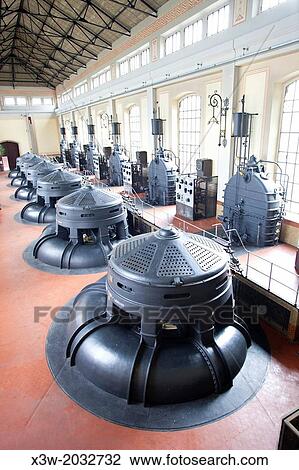 Stock Image - pump, dewatering plant, museo della bonifica, stabilimento idrovoro saiarino, valli di argenta, comacchio, ravenna province, emilia romagna, italy, europe.. Fotosearch