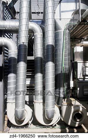 Stock Image - Pumps ventilation and air conditioning, Onkologikoa Hospital, Oncology Institute, Case Center for prevention, diagnosis and treatment of cancer, Donostia, San Sebastian, Gipuzkoa, Basque Country, Spain. Fotosearch