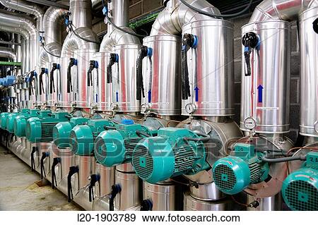 Stock Photo - Pumps ventilation and air conditioning, Onkologikoa Hospital, Oncology Institute, Case Center for prevention, diagnosis and treatment of cancer, Donostia, San Sebastian, Gipuzkoa, Basque Country, Spain. Fotosearch