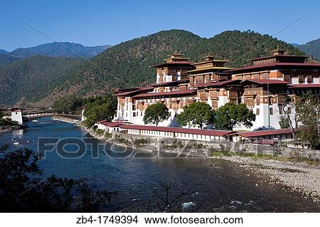Punakha Dzong situated at the confluence of the Mo and Phu Rivers, Bhutan, Asia. View Large Photo Image Picture - Punakha Dzong situated at the confluence of the Mo and Phu Rivers, Bhutan, Asia.. Fotosearch