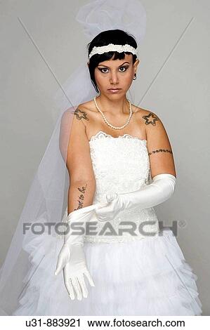 Punk Bride in her late 20s in a studio setting View Large Photo Image Stock Image - Punk Bride in her late 20s in a studio setting. Fotosearch