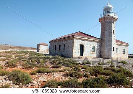 Punta Nati lighthouse, Ciudadella, Minorca, Balearic islands, Spain View Large Photo Image Stock Photo - Punta Nati lighthouse, Ciudadella, Minorca, Balearic islands, Spain. Fotosearch