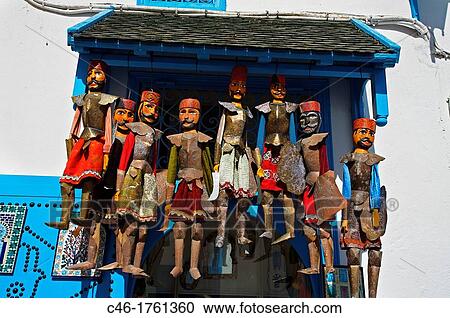 Puppets, Village of Sidi Bou Said near Tunis Tunisia. View Large Photo Image Stock Image - Puppets, Village of Sidi Bou Said near Tunis Tunisia.. Fotosearch