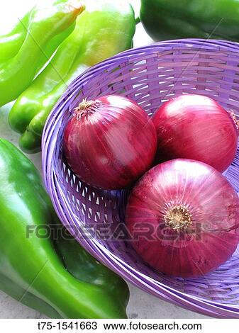 Purple onions and peppers View Large Photo Image Stock Image - Purple onions and peppers. Fotosearch
