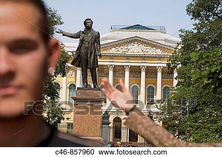 Pushkin statue in front of Michaelovsky Palace. (Russian museum). St. Petersburg. Russia. View Large Photo Image Stock Image - Pushkin statue in front of Michaelovsky Palace. (Russian museum). St. Petersburg. Russia.. Fotosearch