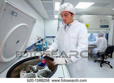 Stock Photo - Putting a tube with cell suspension in the centrifuge to subculture the cells, Cell Culture Laboratory, Unit of Health Technology, Tecnalia Research & Innovation, Miramon Technology Park, San Sebastian, Donostia, Gipuzkoa, Basque Country, Spain. Fotosearch