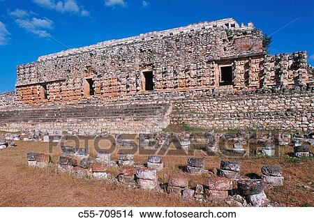 Picture - Puuc Road. View of the Masks Palace (Codz Poop). Kabah. Yucatan. Mexico.. Fotosearch