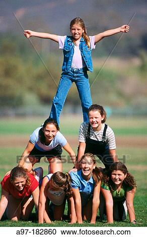 Pyramid of teen girls View Large Photo Image Stock Image - Pyramid of teen girls. Fotosearch