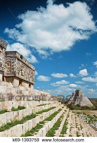 Pyramid of the Magician seen from The Governor Palace, Uxmal, Yucatan, Mexico View Large Photo Image Stock Photo - Pyramid of the Magician seen from The Governor Palace, Uxmal, Yucatan, Mexico. Fotosearch