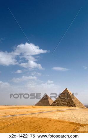 Stock Photography - Pyramids at Giza Egypt Great Pyramid of Giza, and the Pyramid of Khafre. Fotosearch