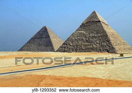 Stock Image - Pyramids of Giza Egypt. Fotosearch