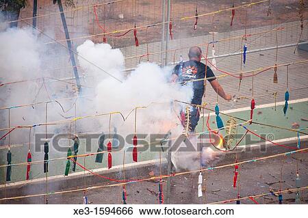 Stock Photograph - Pyrotechnic fire escape. Fotosearch