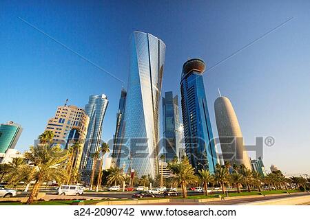 Qatar, Doha City, Al Bidda Tower. View Large Photo Image Stock Image - Qatar, Doha City, Al Bidda Tower.. Fotosearch