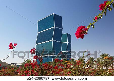 Qatar, Doha City, lagoon Plaza Towers. View Large Photo Image Stock Photo - Qatar, Doha City, lagoon Plaza Towers.. Fotosearch