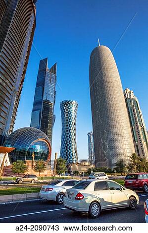 Qatar, Doha City, Tornado Bldg. Center. View Large Photo Image Stock Image - Qatar, Doha City, Tornado Bldg. Center.. Fotosearch