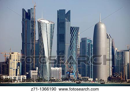 Qatar, Doha, skyline, skyscrapers, general view, View Large Photo Image Stock Image - Qatar, Doha, skyline, skyscrapers, general view,. Fotosearch