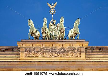 Quadriga on Brandenburg Gate at night, Berlin, Germany. View Large Photo Image Stock Photography - Quadriga on Brandenburg Gate at night, Berlin, Germany.. Fotosearch