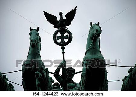 Stock Image - Quadriga on the Brandenburg Gate in Berlin. Fotosearch