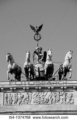Quadriga on Top of the Brandenburg Gate in Berlin View Large Photo Image Stock Photo - Quadriga on Top of the Brandenburg Gate in Berlin. Fotosearch