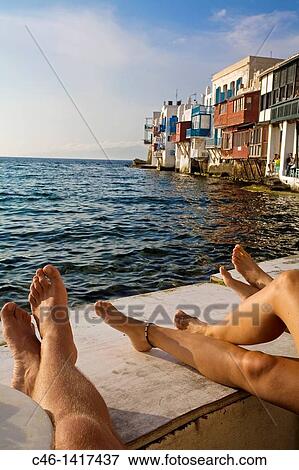 Stock Photo - Quarter of Alefkandra, Little Venice, Mykonos, Cyclades Islands, Greece. Fotosearch
