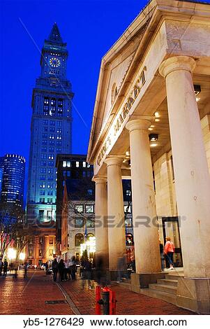 Quincy Market, Dusk, Boston View Large Photo Image Stock Photo - Quincy Market, Dusk, Boston. Fotosearch