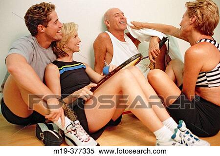 racket ball foursome relaxing View Large Photo Image Stock Photography - racket ball foursome relaxing. Fotosearch