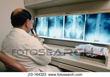 Stock Image - Radiologist reading x-rays, Boston, MA. Fotosearch