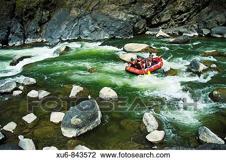 Stock Image - Rafting the Mohaka river North Island, New Zealand. Fotosearch
