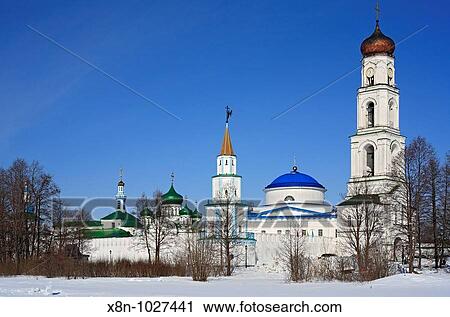 Stock Image - Raifa Orthodox monastery 19 cent, near Kazan, Tatarstan, Russia. Fotosearch
