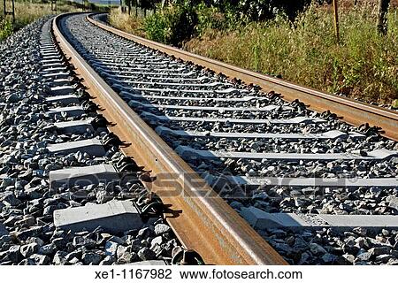Railned railway, Bages, Catalonia, Spain. View Large Photo Image Stock Image - Railned railway, Bages, Catalonia, Spain.. Fotosearch
