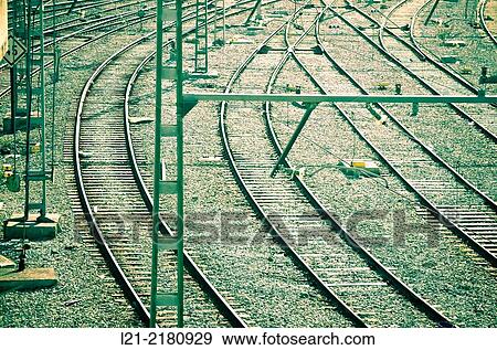 Railroad track. Barcelona, Catalonia, Spain. View Large Photo Image Stock Photo - Railroad track. Barcelona, Catalonia, Spain.. Fotosearch
